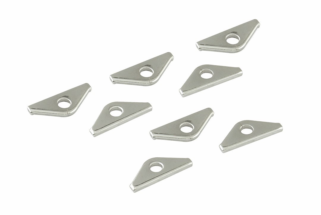 Mr. Gasket Valve Cover Hold Down Tab Set, Short Style, Chrome Plated, Steel, 1/4 Inch Diameter Holes, Set of 8 Tabs Only – 9899