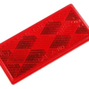 Grote Perlux Reflector, Red Lens, 3-1/4 Inch X 1-7/16 Inch Rectangular, Mounts with Adhesive Backing – 40302