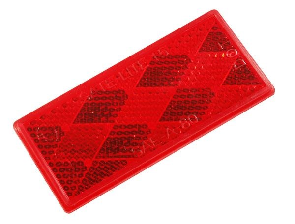 Grote Perlux Reflector, Red Lens, 3-1/4 Inch X 1-7/16 Inch Rectangular, Mounts with Adhesive Backing – 40302
