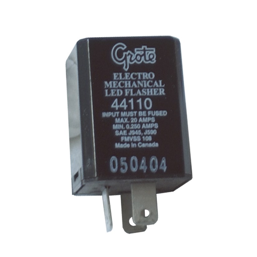 Grote Perlux Flasher, 3 Pin Connection, Electronic, 60-120 Flash Rate, For LED Lights, 20 Amp Max, Single – 44110