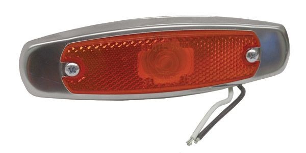 Grote Perlux Clearance Light, Incandescent, Oval, 5 Inch Length X 1-9/16 Inch Width X 7/16 Inch Height, Red Lens, Grey Polypropolene Housing – 45662