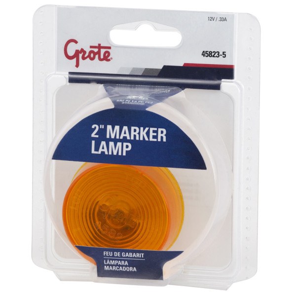 Grote Perlux Clearance Light, Incandescent, Round, 2 Inch Diameter X 3/4 Inch Height, Amber Lens, White Polycarbonate Housing – 45823-5