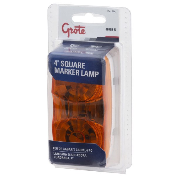 Grote Perlux Clearance Light, Incandescent, Rectangular, 4 Inch Length X 2 Inch Width X 1-1/8 Inch Height, Polycarbonate Amber Lens – 46793-5