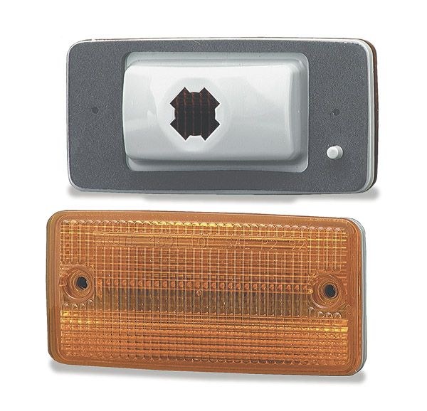 Grote Perlux Roof Marker Light, Universal Rectangular Flush Mount, Yellow Lens, Without Bulb, Single, With Pigtail – 46913