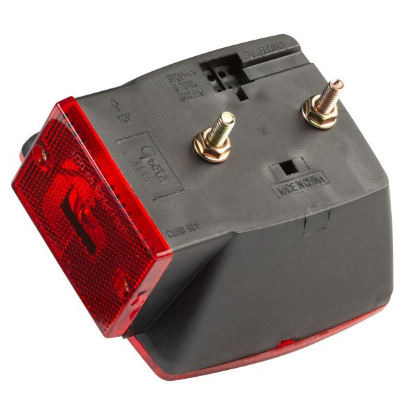 Grote Perlux Trailer Light, Stop/ Turn/ Tail Light with Side Marker Light, Incandescent Bulbs, Square Housing, Red Lens, 4-1/2 Inch Square – 52302-5