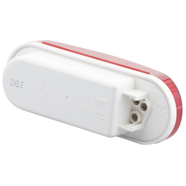 Grote Perlux Tail Light Assembly, Incandescent, Red Lens, White Backing, Clear, Single – 52892