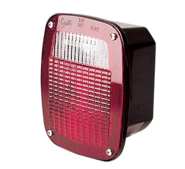Grote Perlux Tail Light Assembly, Incandescent, Red Lens, Black Housing, Clear Bulb, Right Side, Single – 53782