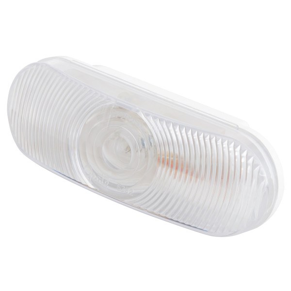 Grote Perlux Backup Light, Bumper Mounted, Single, White Lens, White Oval Housing, Incandescent Bulb – 62231