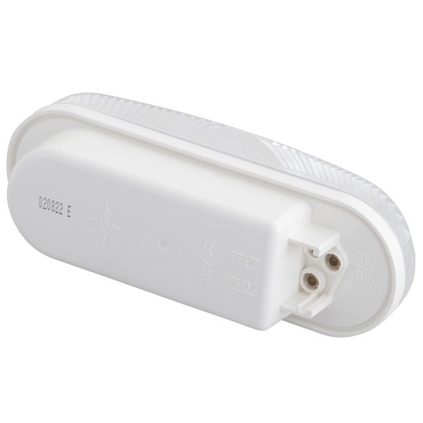 Grote Perlux Backup Light, Bumper Mounted, Single, White Lens, White Oval Housing, Incandescent Bulb – 62231