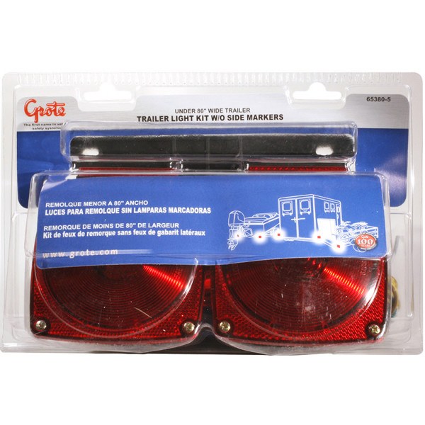 Grote Perlux Trailer Light, Stop/ Turn/ Tail Light, Incandescent Bulb, Rectangular Housing, Red Lens, 4-1/2 Inch Square X 3-3/8 Inch Depth – 65380-5