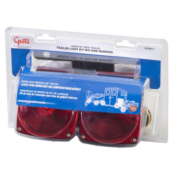 Grote Perlux Trailer Light, Stop/ Turn/ Tail Light, Incandescent Bulb, Rectangular Housing, Red Lens, 4-1/2 Inch Square X 3-3/8 Inch Depth – 65380-5