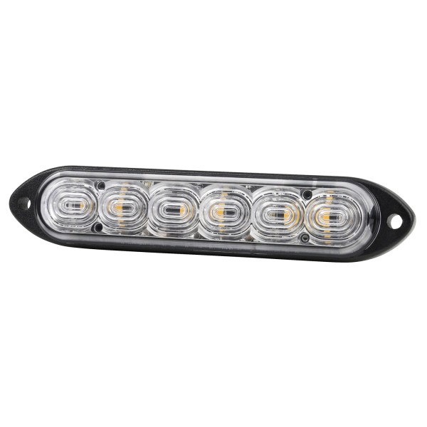 Grote Perlux Warning Light, Workshield®, 1 Inch Width, Directional, Mini Bar, Permanent Mount, LED, Clear Polycarbonate Lens, 12/ 24 Volt – 79266
