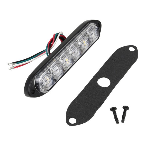 Grote Perlux Warning Light, Workshield®, 1 Inch Width, Directional, Mini Bar, Permanent Mount, LED, Clear Polycarbonate Lens, 12/ 24 Volt – 79266