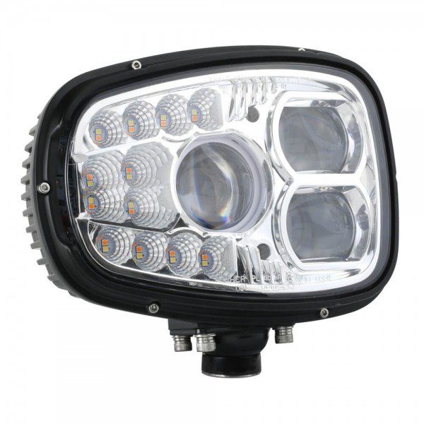 Grote Perlux Snow Plow Light, Auxiliary Headlight, With Turn Signals, 32 Watt High Beam/ 14 Watt Low Beam, LED Clear Bulb – 84621-5