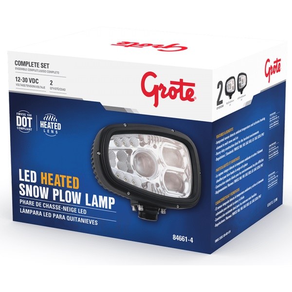 Grote Perlux Snow Plow Light, Auxiliary Headlight, With Turn Signals, 44/60 Watt High Beam/ 22/40 Watt Low Beam, LED Clear Bulb – 84661-4
