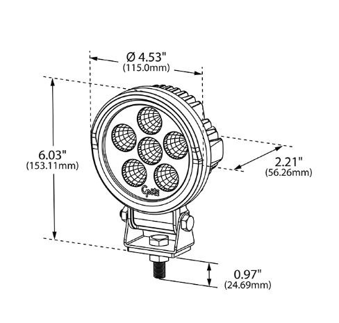 Grote Perlux Work Light, 6 High Performance LED, Pedestal Mount, Flood Pattern, Round, Polycarbonate Lens – BZ101-5