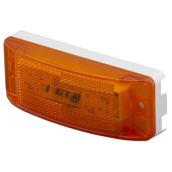 Grote Perlux Side Marker Light – LED, Universal Flat Mount, Yellow Lens, White Backing, Clear Bulb, Single, Retail Pack – G2103-5