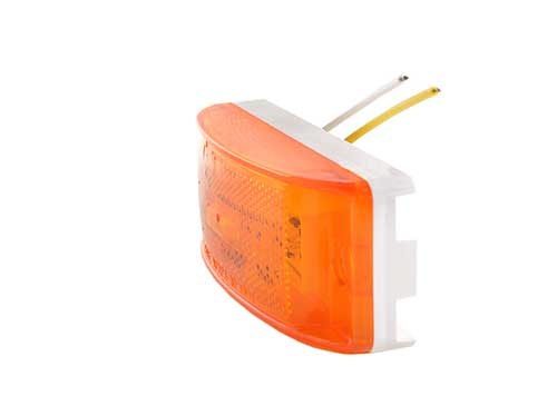 Grote Perlux Side Marker Light – LED, Universal Flat Mount, Yellow Lens, White Backing, Clear Bulb, Single, Retail Pack – G2103-5