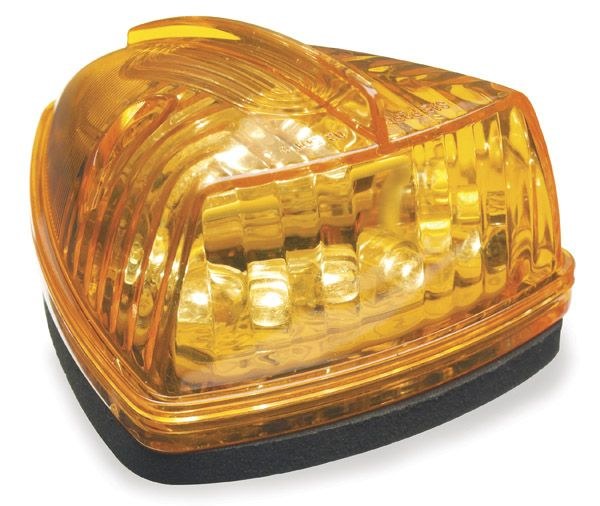 Grote Perlux Roof Marker Light, Universal Triangular Design, Yellow Lens, LED, Clear Bulb, Single, With Pigtail – G5053