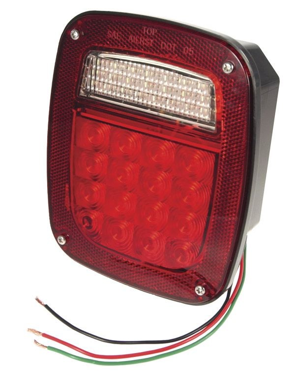 Grote Perlux Tail Light Assembly, Hi Count ®, LED, Red Lens, Black Housing, White Bulb, Single – G5082-5