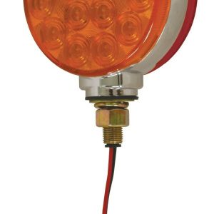 Grote Perlux Trailer Light, Stop/ Turn/ Tail Light, LED Bulbs, Round, Red and Yellow Lens, 4-1/2 Inch, Single Light and Mounting Nut – G5300