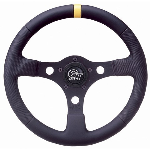 Grant Products Steering Wheel, Top Marker Competition, 13 Inch Diameter, 3 Spoke, Black Leather Grip, Black Anodized Aluminum Spokes – 1075