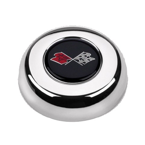 Grant Products Horn Button, For Grant Classic and Challenger Series Steering Wheels, Adhesive/Snap on Type, Chrome Plated – 5632
