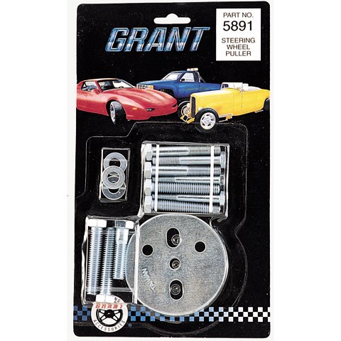 Grant Products Steering Wheel Puller, 5 Slot Flange Type Puller, Natural, Silver, Steel, Without Carrying Case – 5891