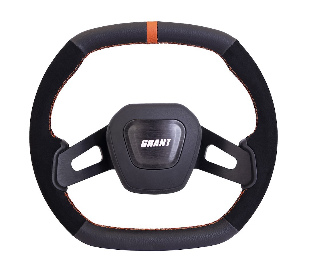 Grant Products Steering Wheel, Racing Series, 12.7 Inch X 13.7 Inch Diameter, D Shape Top and Bottom, 2 Spoke – 686