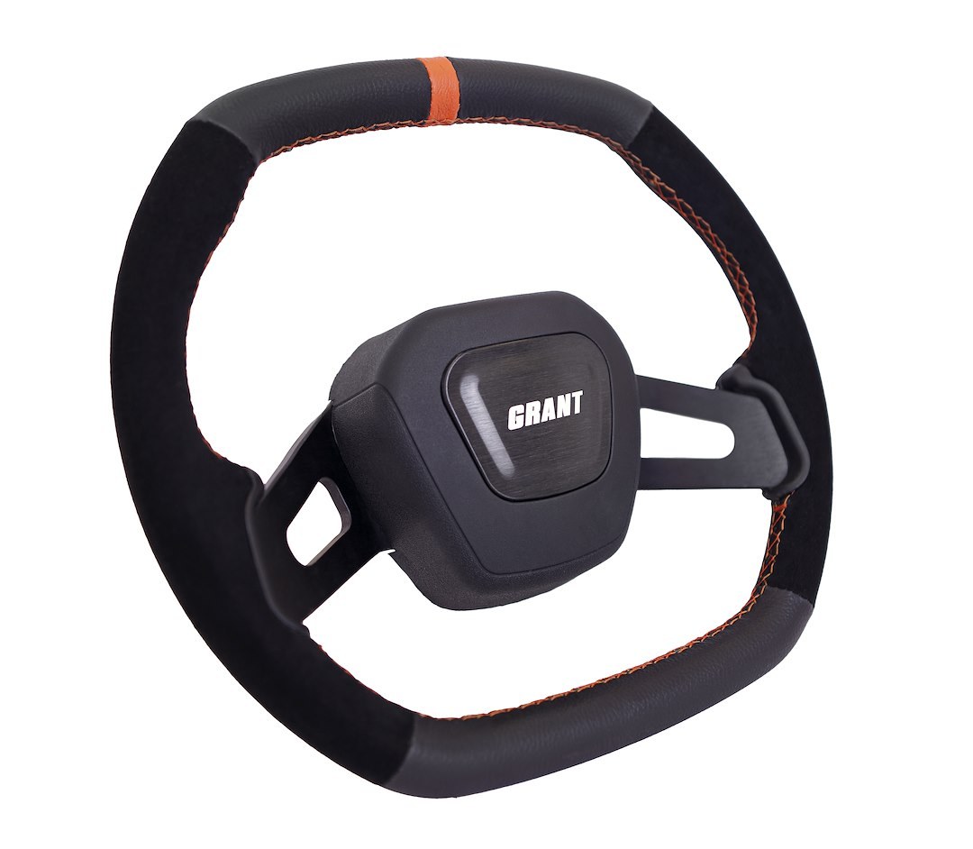 Grant Products Steering Wheel, Racing Series, 12.7 Inch X 13.7 Inch Diameter, D Shape Top and Bottom, 2 Spoke – 686