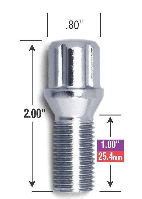 Gorilla Automotive Lug Bolt, Small Diameter Bolt, 14 Millimeter X 1.25 Thread Size, Spline Head with Conical Seat, 1 Inch Shank Length – 17141SD