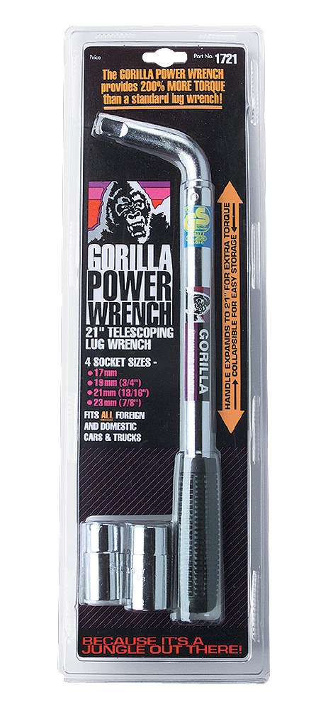 Gorilla Automotive Lug Nut Wrench, Power Series, Extendable, 1/2 Inch Drive, Telescoping Handle 14 Inch Collapsed and 21 Inch Extended Length – 1721