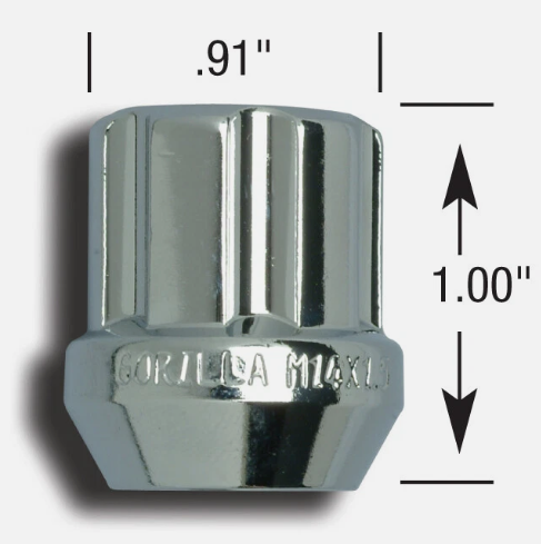 Gorilla Automotive Lug Nut, Small Diameter Duplex Open End, 14 Millimeter X 1.5 Thread Size, Conical Seat, Spline Drive Lug – 26048SD