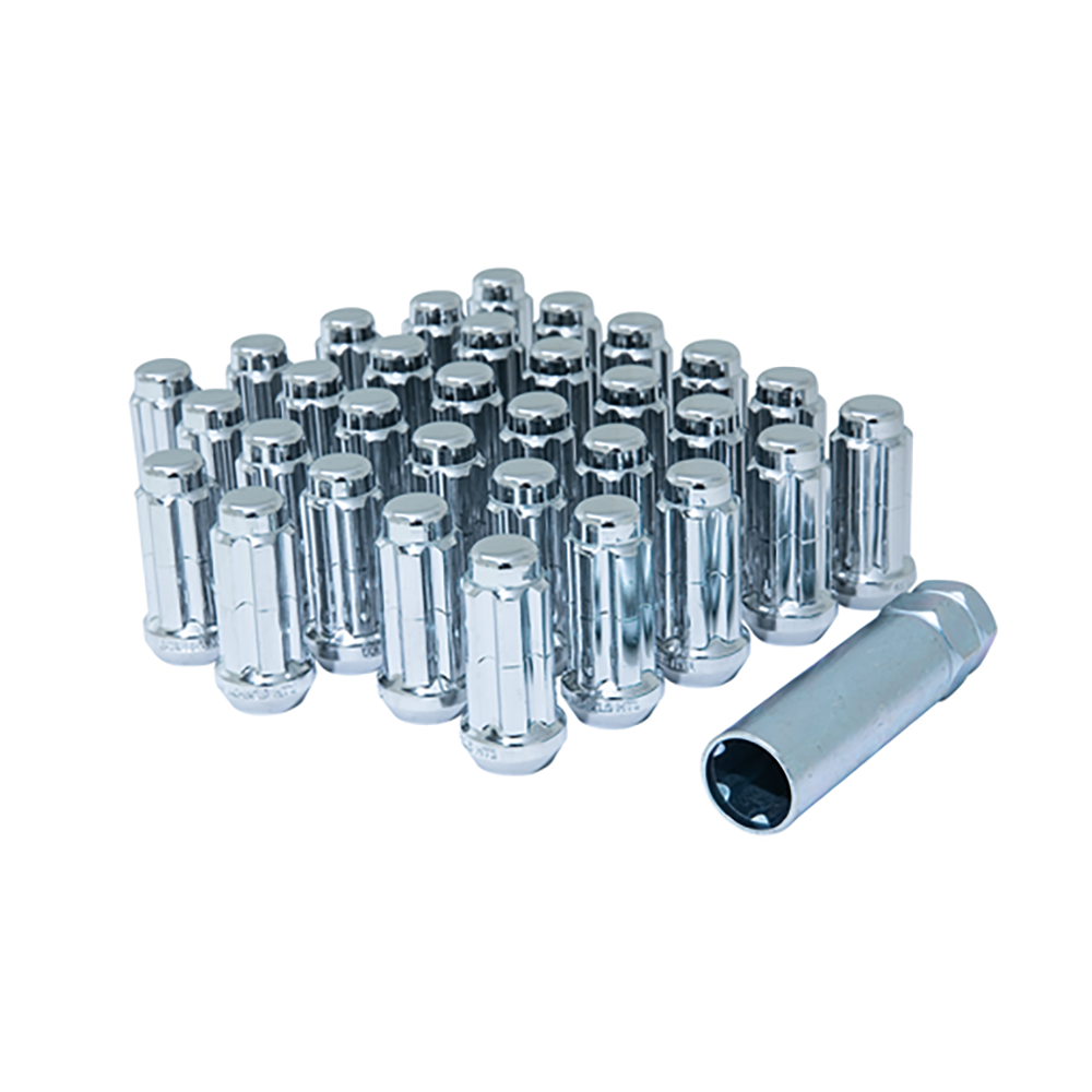 Gorilla Automotive Wheel Installation Kit, 8 Lug Kit, 9/16 Inch X 18 Thread Size, 60 Degree Conical, Spline Drive, Acorn, 6 Spline Tool – K8TS-00916GR