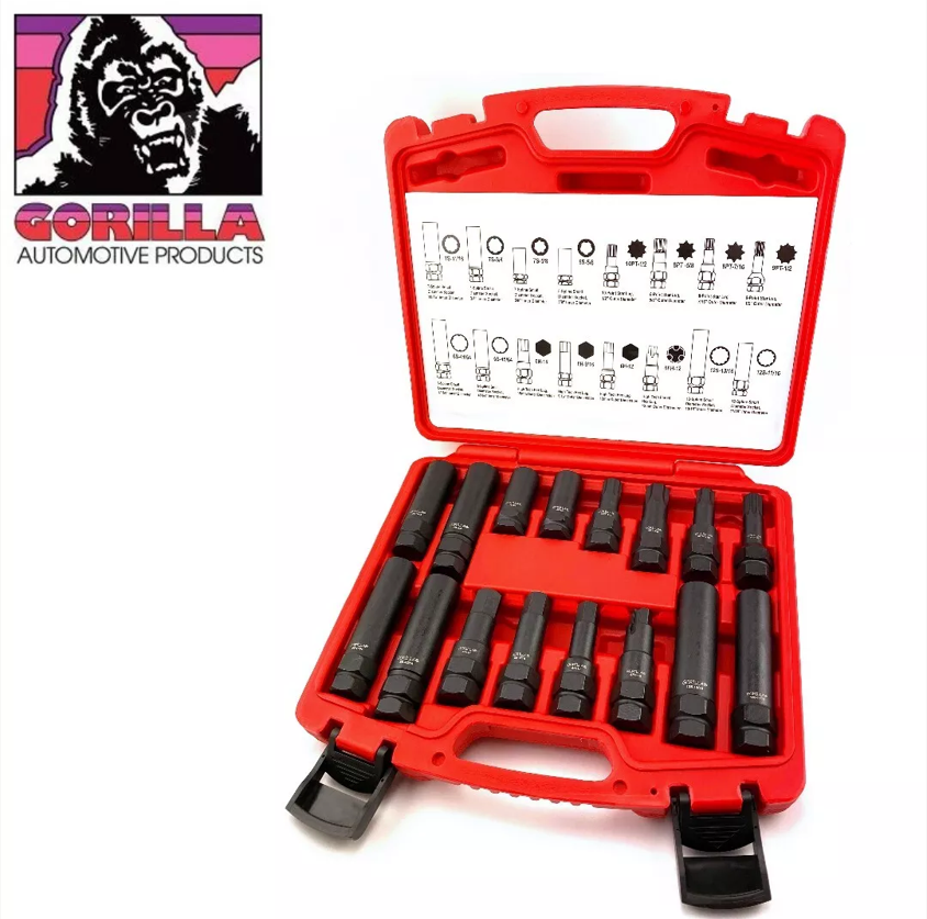 Gorilla Automotive Lug Nut Socket, Master Set, Black, Case of 16 – MASTER-KEYG