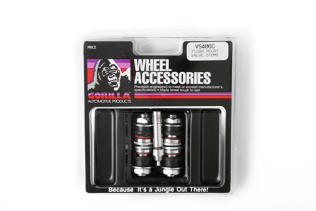 Gorilla Automotive Valve Stem, Bolt IN Mount, Flush, Chrome Plated, Chrome Knurled Cap, With Threaded Fill Extension Tube, Set of 4 – VS406C