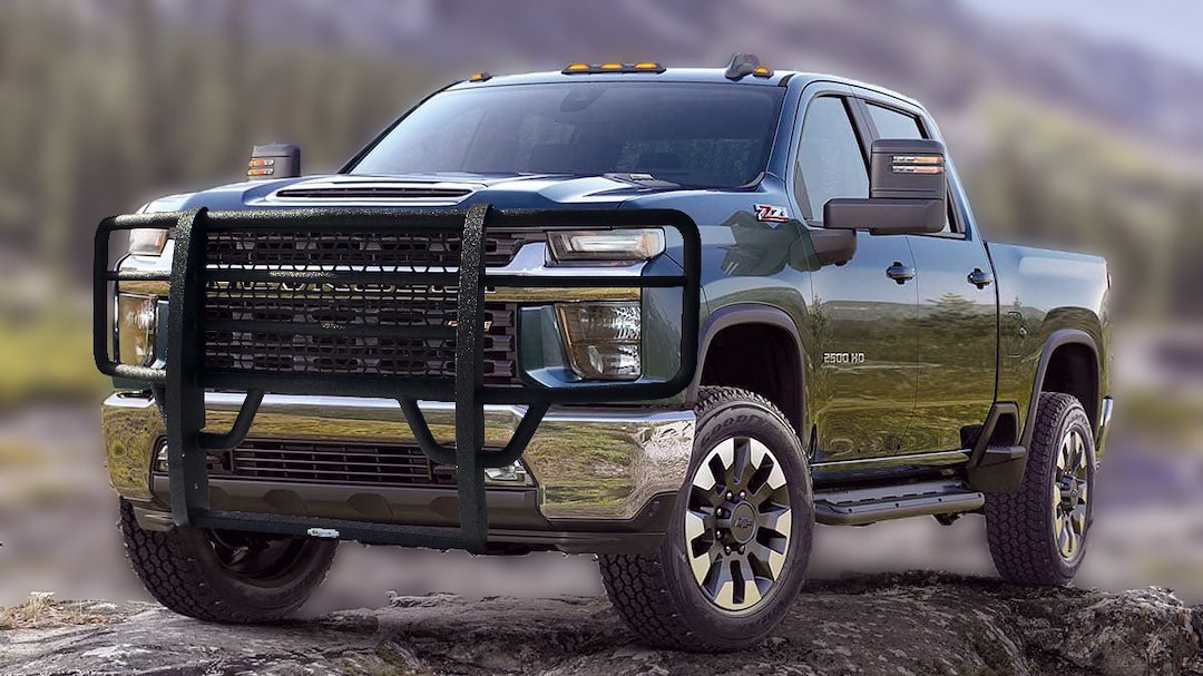Go Ind Grille Guard, Rancher ™, Ultimate Armor Coated, Black, Steel, 1.9 Inch Diameter, With Brush Guard, Without Skid Plate, With Step Plate – 44757