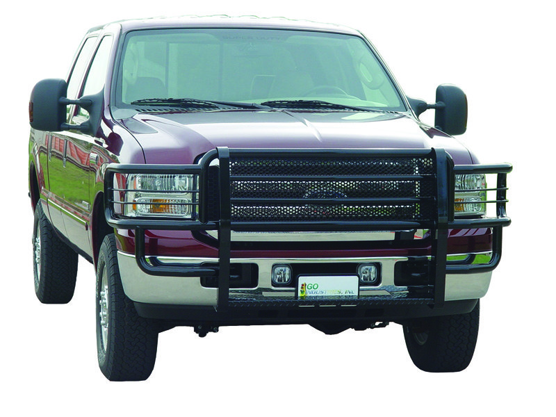 Go Ind Grille Guard, Rancher ™, Powder Coated, Black, Steel, 1.9 Inch Diameter, With Brush Guard, Without Skid Plate, With Step Plate – 46641