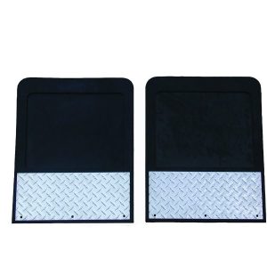 Go Ind Mud Flap, Diamond Tread, Direct-Fit 19 Inch X 24 Inch, Set of 2, Flat, Without Logo, Black with Diamond Tread Stiffener, Screw on – D70764SET