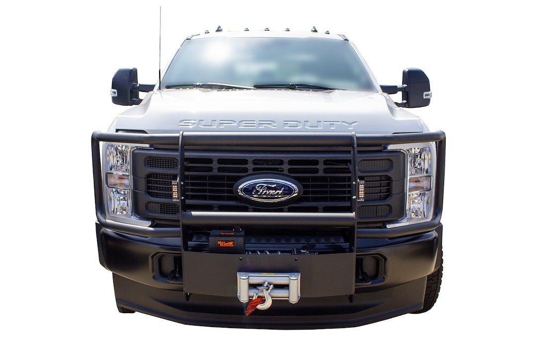 Go Ind Grille Guard, Winch System, 1-Piece, Textured Powder Coated, Black, Steel, With Brush Guard, Without Skid Plate, Without Step Plate – ET013