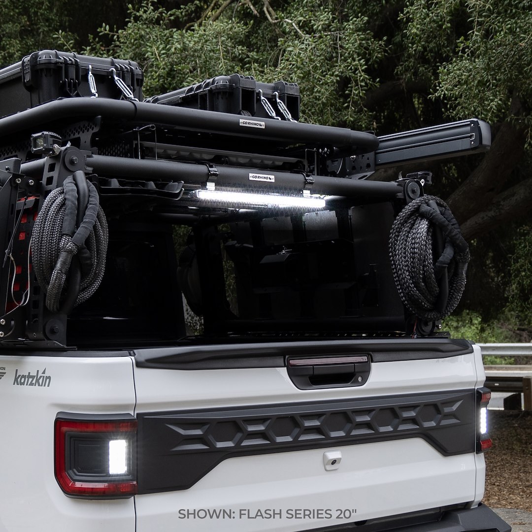 Go Rhino Light Bar, Flash Series, LED Bulb, 20 Inch Length, Combo Beam, Clear Polycarbonate Lens, Black Aluminum Housing, Surface Mount – 750002014CBS
