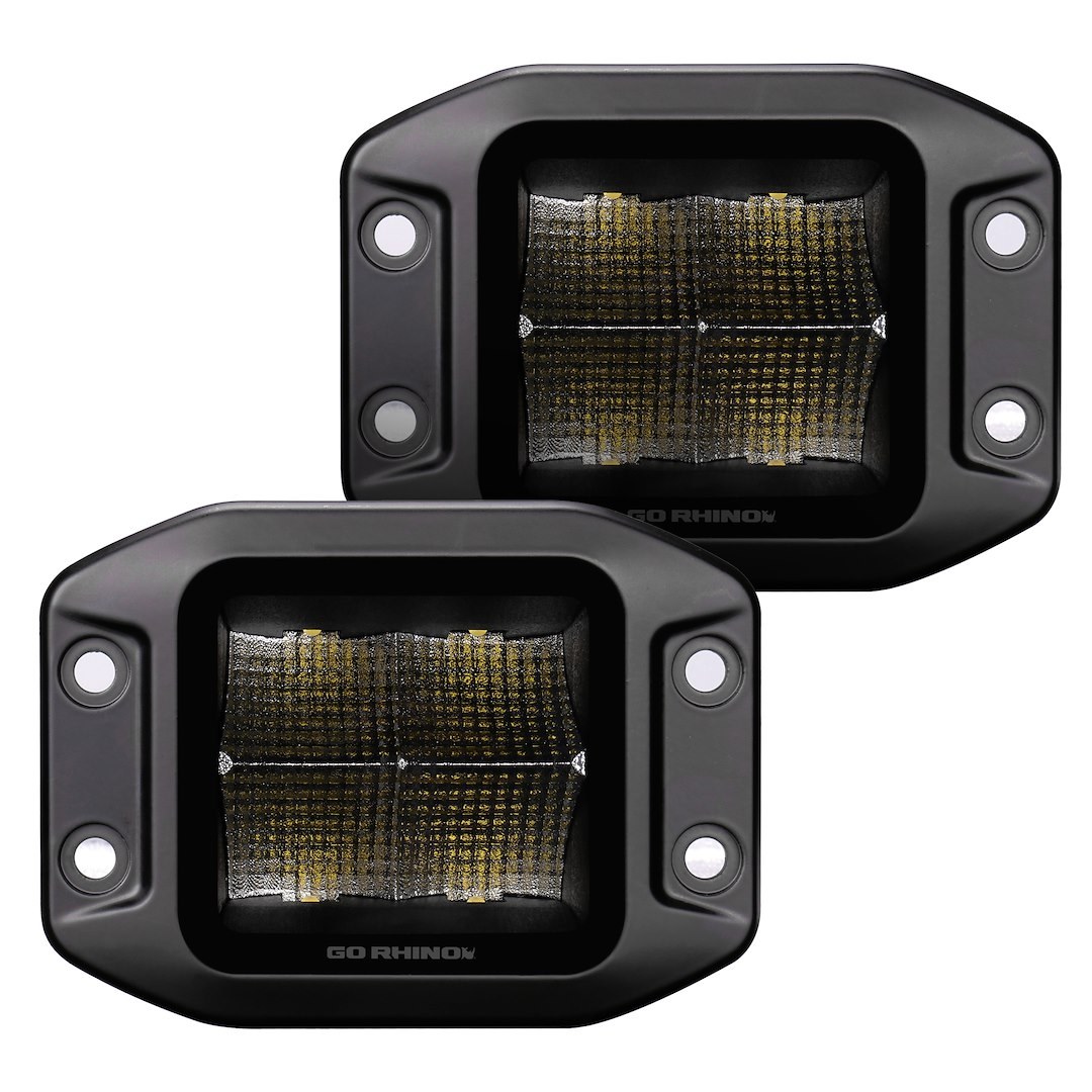 Go Rhino Driving/ Fog Light, Blackout Series, LED Bulb, 4 Osram 10 Watts, 3 Inch X 3 Inch Square – 750400321FCF