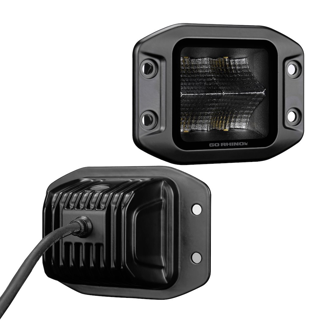 Go Rhino Driving/ Fog Light, Blackout Series, LED Bulb, 4 Osram 10 Watts, 3 Inch X 3 Inch Square – 750400321FCF