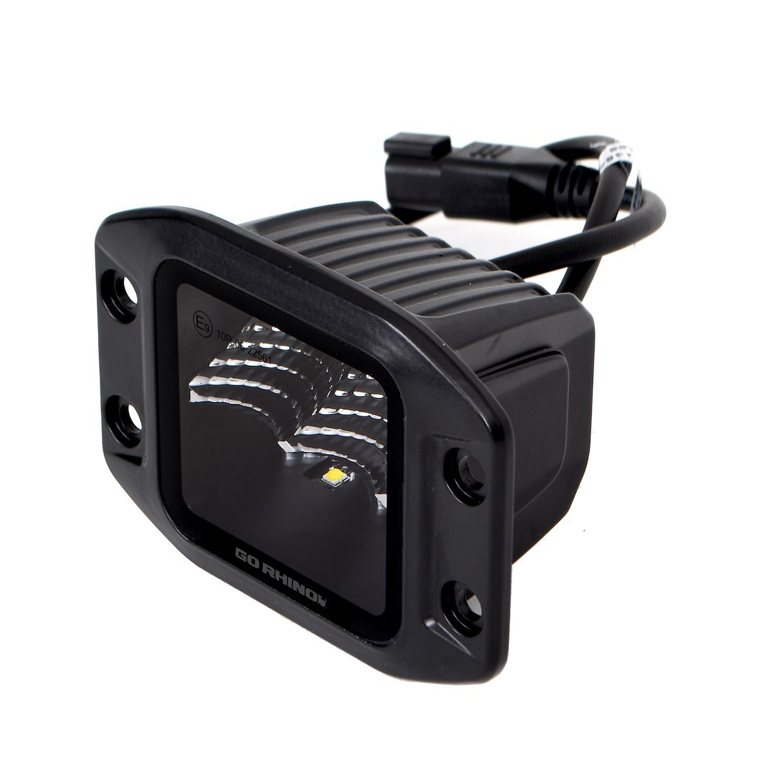 Go Rhino Driving/ Fog Light, Blackout Series, LED Bulb, 4 Osram 10 Watts, 3 Inch X 3 Inch Square – 750400321FCF