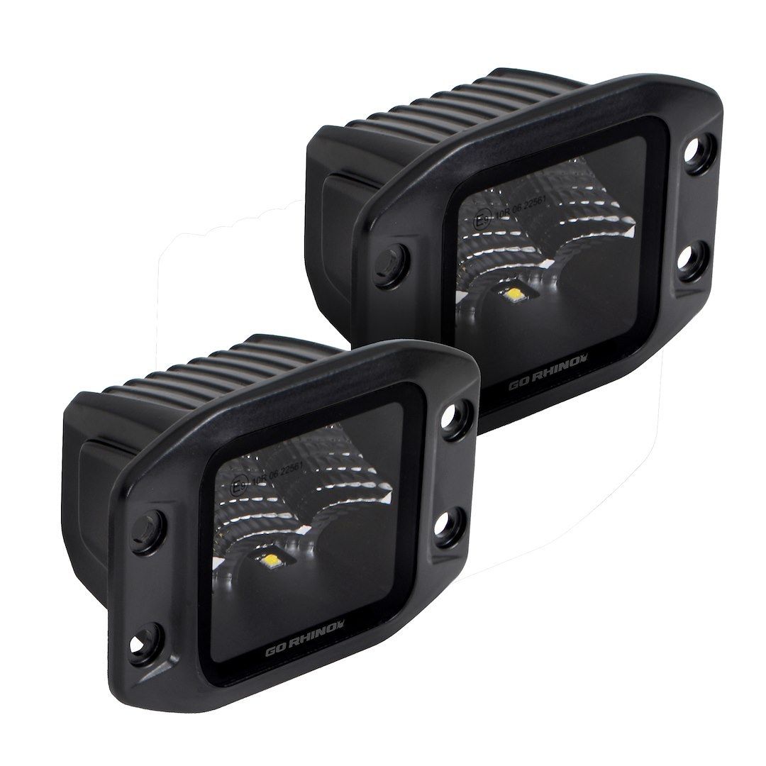 Go Rhino Driving/ Fog Light, Blackout Series, LED Bulb, 4 Osram 10 Watts, 3 Inch X 3 Inch Square – 750400321FCF