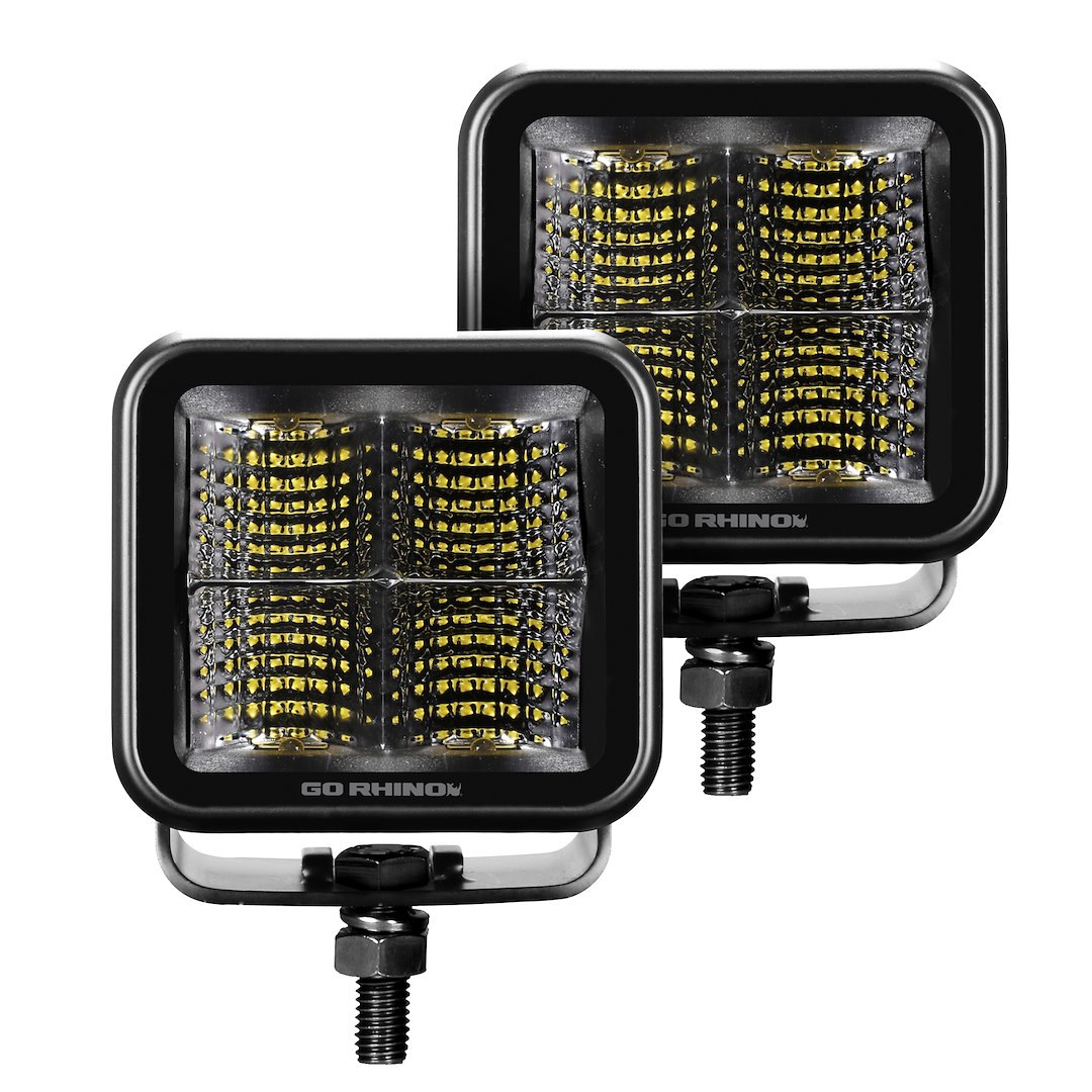 Go Rhino Driving/ Fog Light, Blackout Series, LED Bulb, 4 Osram 10 Watts, 3 Inch X 3 Inch Square – 750400321FCS