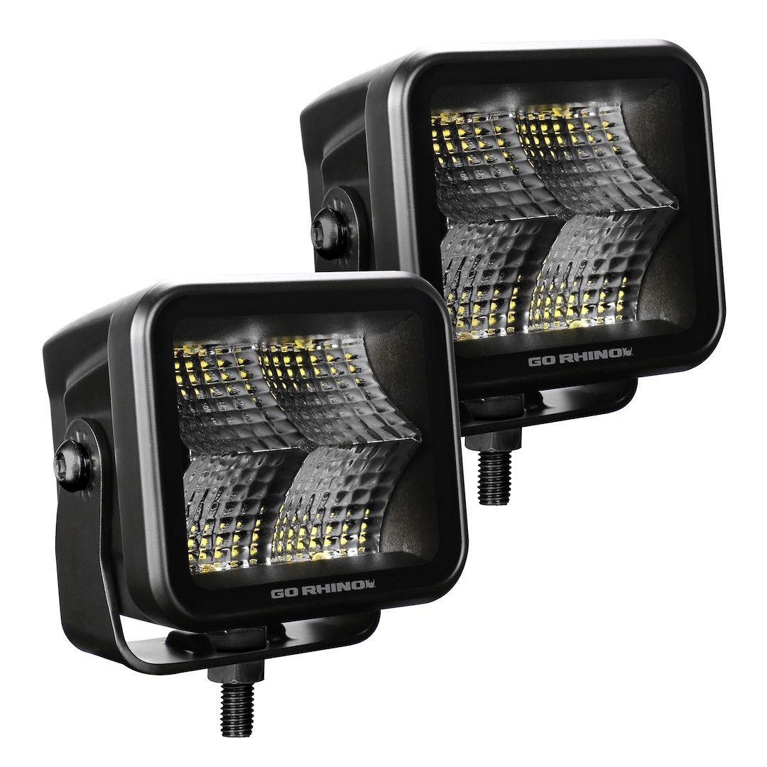 Go Rhino Driving/ Fog Light, Blackout Series, LED Bulb, 4 Osram 10 Watts, 3 Inch X 3 Inch Square – 750400321FCS