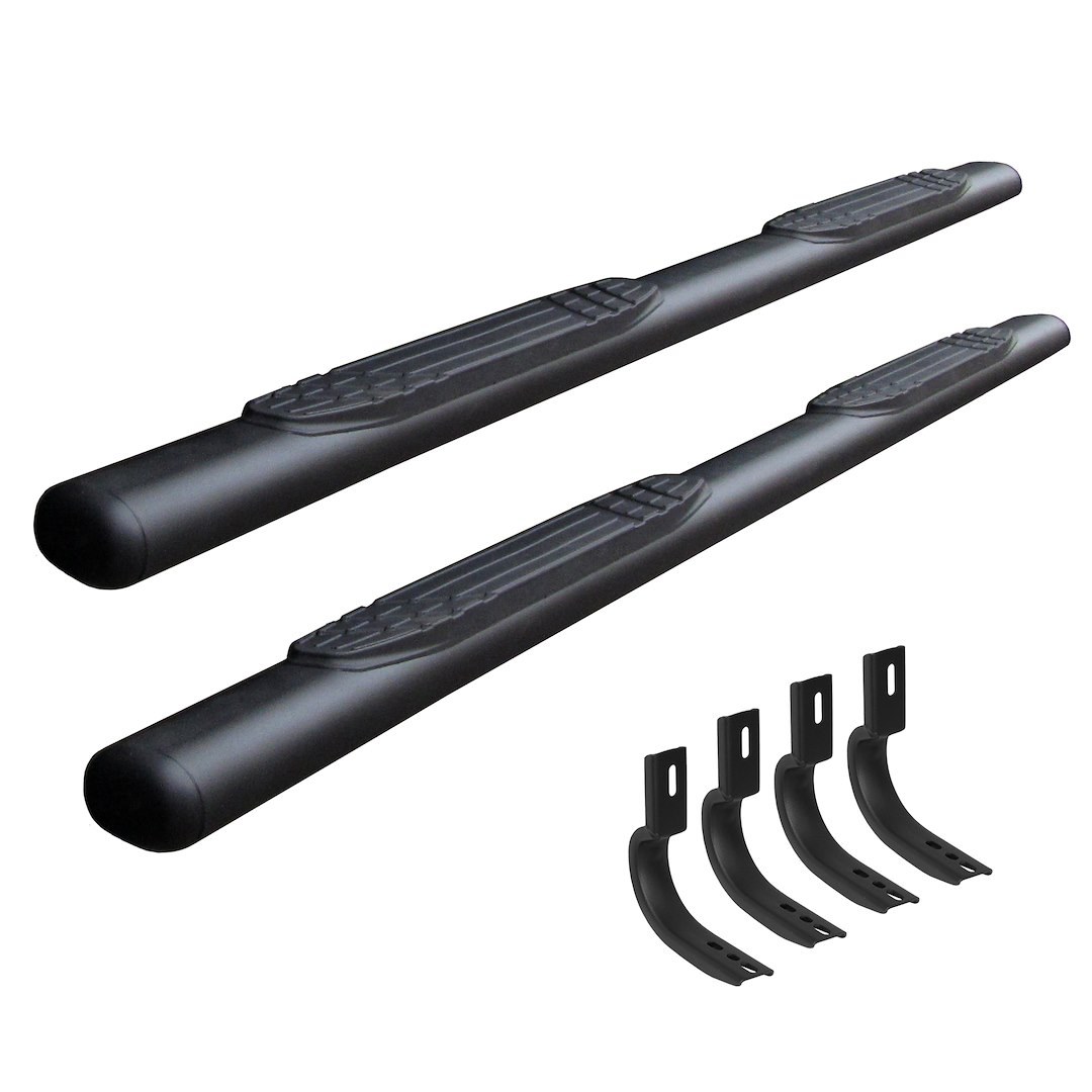 Go Rhino Nerf Bar, 1000 Series, With Step Pads, 4 Inch Oval Straight, Textured, Black, Stainless Steel – 104441580T