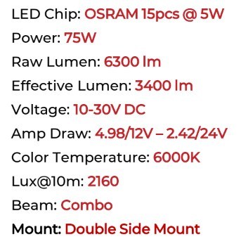 Go Rhino Light Bar, Blackout Series, LED Bulb, 20.5 Inch Length, Combo Beam, Osrams Lens, Black Aluminum Housing, Surface Mount – 751052012CSS