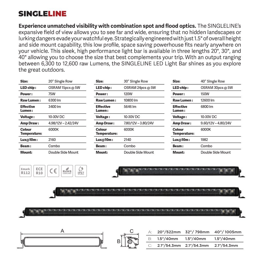 Go Rhino Light Bar, Blackout Series, LED Bulb, 31.5 Inch Length, Combo Beam, Osrams Lens, Black Aluminum Housing, Surface Mount – 751653201CSS